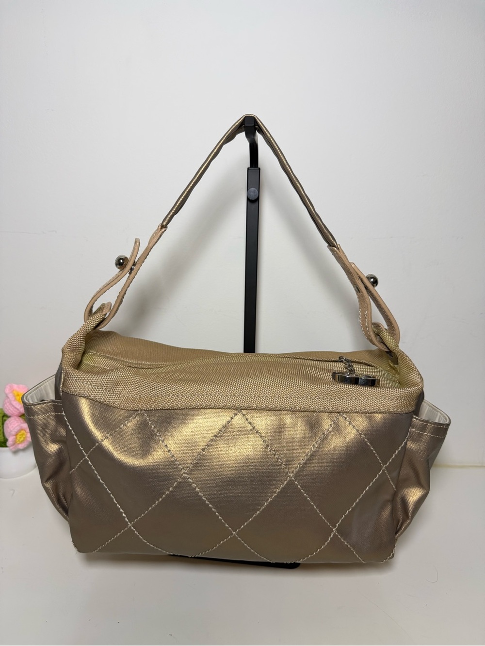 Chanel Vintage Beige Quilted Shoulder Bag